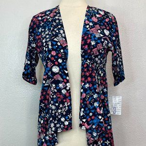 LulaRoe Bianka Cardigan Girls Size 3 (10-12) Floral Print Kimono Jacket Flowy